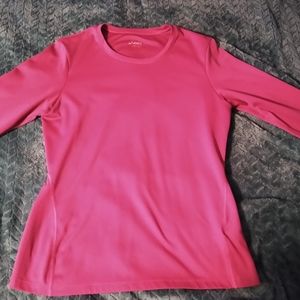 A medium long sleeve shirt, it's a pinkish-purple, I don't really know the brand